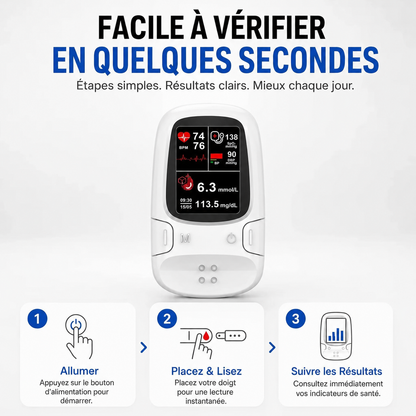 Moniteur Professionnel 3-en-1 de Glycémie & Signes Vitaux