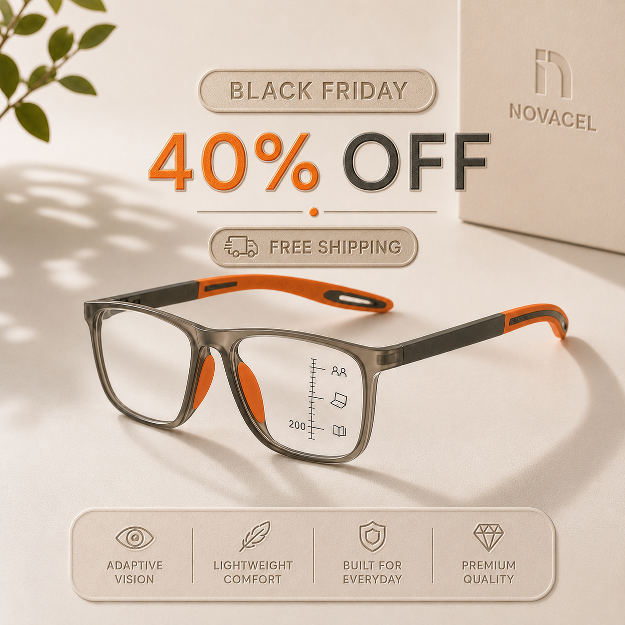 Novacel™ Adaptive Focus Glasses + Premium Gift [Dual Vision Tech]